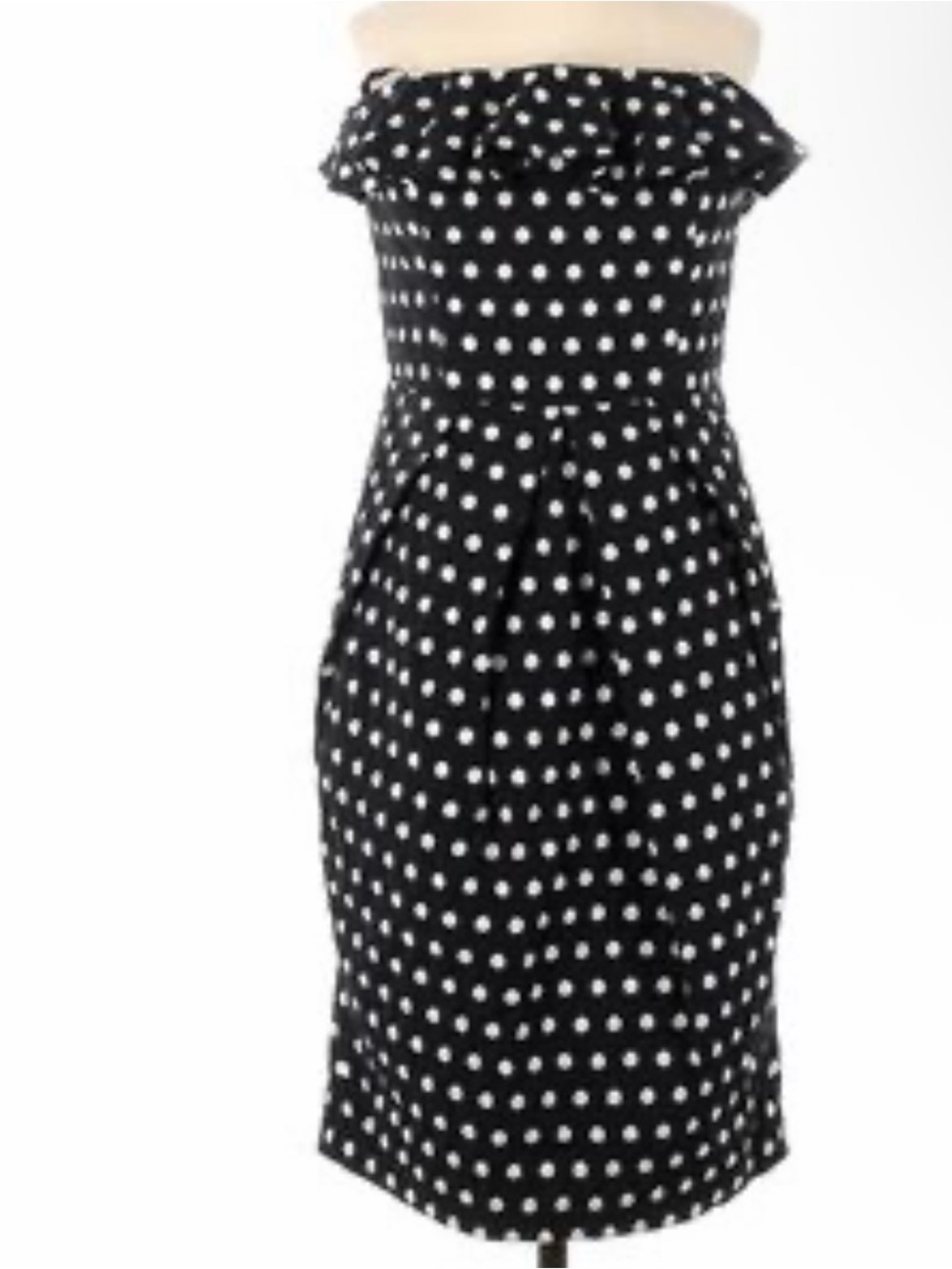 Maggy London Black and White Polka Dot Strapless Dress
